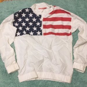 Retro looking white USA windbreaker